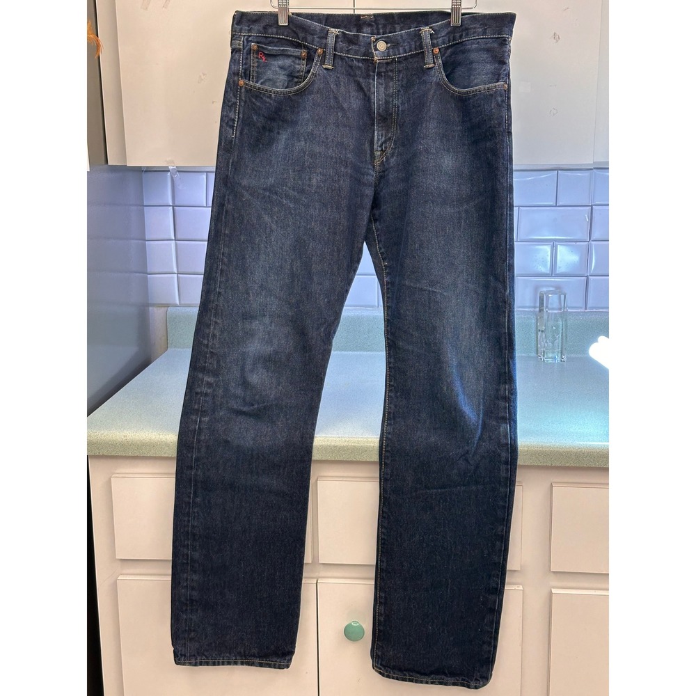 Polo Ralph Lauren Authentic Dungarees Mens 36x34 Dark Wash Straight Leg Jeans